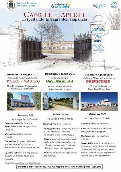 Cancelli Aperti - Visita Enogastronomica e Didattica in Masseria