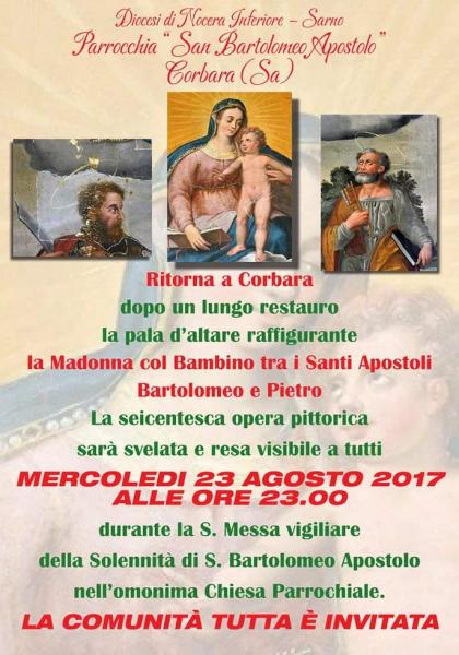 Il ritorno della pala d'altare "La Madonna col Bambino tra i Santi Apostoli"