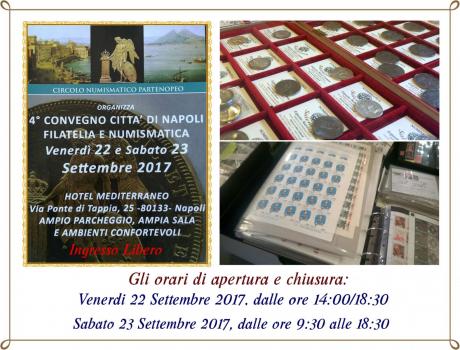 4° Convegno Numismatico e Filatelico partenopeo - 22/23 Settembre 2017