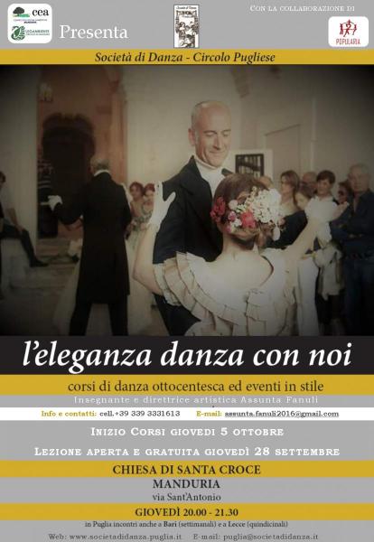 “L’Eleganza Danza con Noi”, incontro aperto e gratuito di danze ottocentesche e scozzesi.