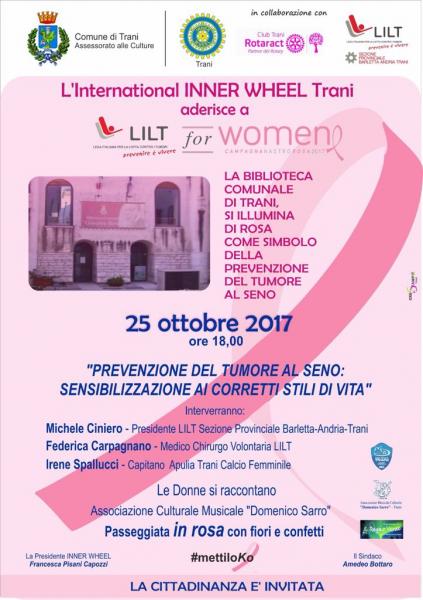 INCONTRO SU "Prevenzione del tumore al seno: sensibilizzazione ai corretti stili di vita"