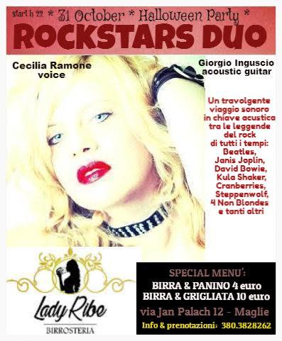 Festa di Halloween, live dei Rockstars Duo alla Birrosteria Lady Ribe di Maglie
