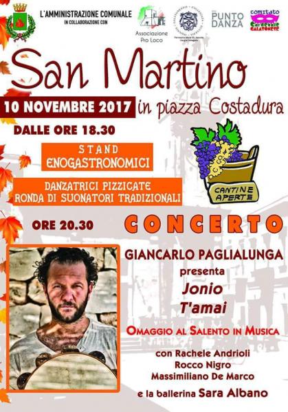 Festa di San Martino e pizzica con Giancarlo Paglialunga, Rachele Andrioli, Rocco Nigro, Massimiliano De Marco e Sara Albano