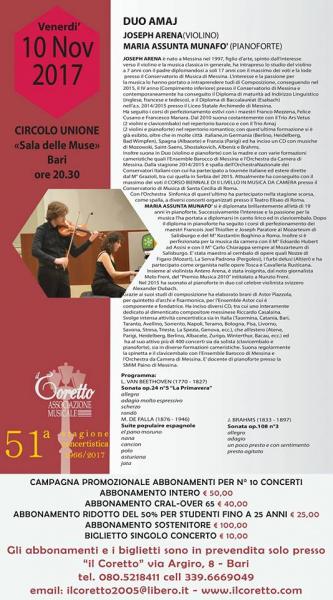 Duo AMAJ    Jospeh Arena (violino) e Maria Assunta Munafò’ (pianoforte)E