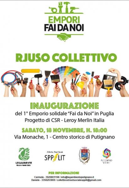 Inaugurazione del RJUSO Collettivo! Il primo Emporio solidale del Fai da Noi in Puglia