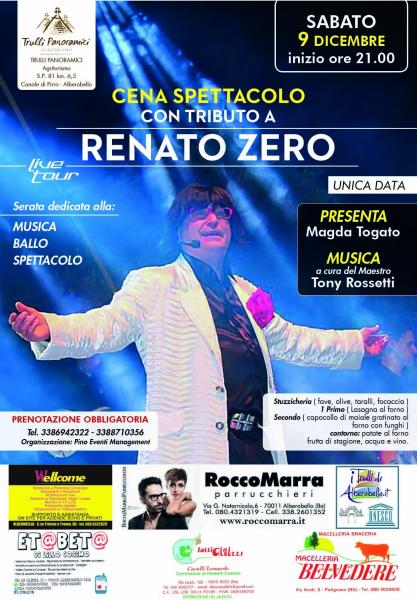 CENA SPETTACOLO "RENATO ZERO Tribute" con RESTO ZERO Live Tour