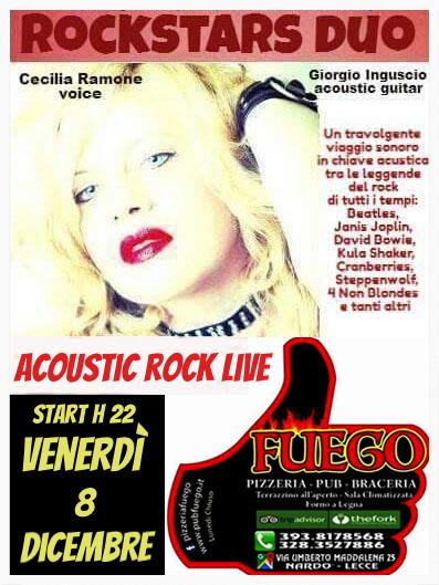 Live dei Rockstars Duo venerdì 8 dicembre al Fuego! di Nardò (Le)