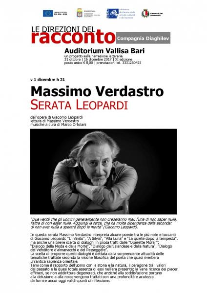 MASSIMO VERDASTRO SERATA LEOPARDI all'Auditorium Vallisa di Bari