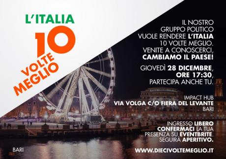 UN’ITALIA 10 VOLTE MEGLIO Il nuovo gruppo politico si presenta a Bari giovedì 28 dicembre