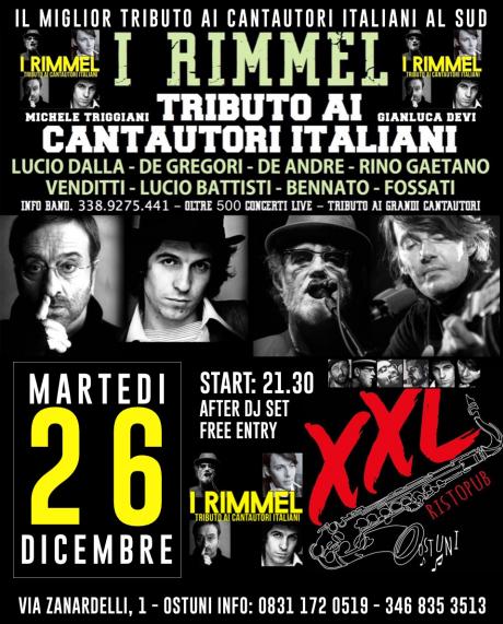 I Rimmel: Omaggio ai cantautori italiani.. De Gregori, Lucio Dalla, De Andrè, Rino Gaetano, Lucio Battisti, Bennato ecc -  Gianluca Devi  @ XXl Risto music Pub (Ostuni)