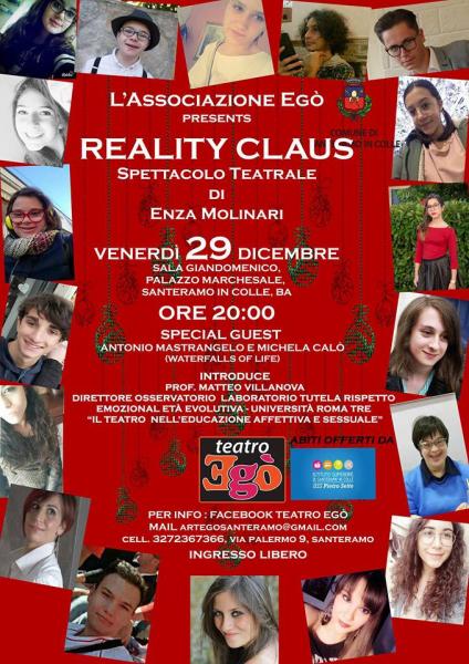 Domani 29 dicembre vieni allo spettacolo teatrale "Reality Claus"