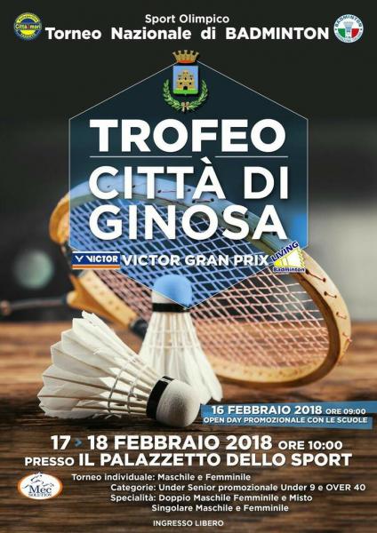 “Trofeo Città di Ginosa”: il 17 e 18 febbraio il grande badminton arriva nella provincia ionica