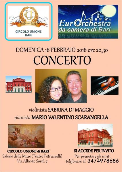 Di Maggio e Scarangella in concerto al Circolo Unione di Bari