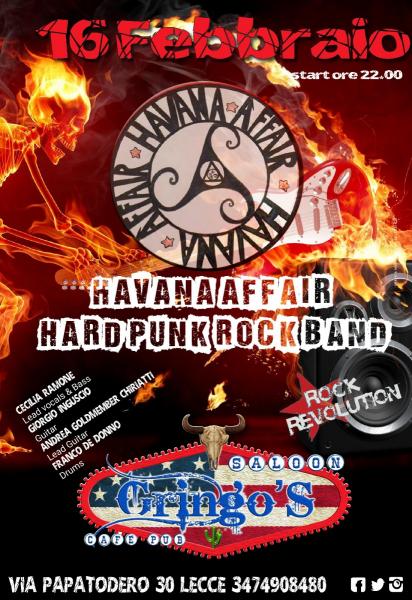 Live HAVANA AFFAIR Rock Band - venerdì 16 febbraio al Gringo’s Saloon - Lecce