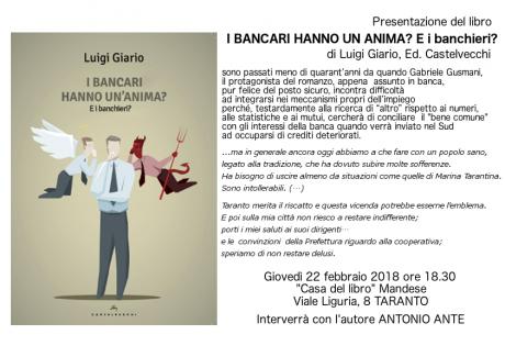 Presentazione libro "I bancari hanno un'anima? - E i banchieri?" presso la Libreria Mandese di Viale Liguria