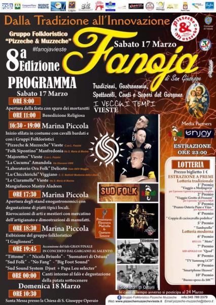 FANOJA DI SAN GIUSEPPE 8a edizione e musica popolare con gruppi folk del Gargano