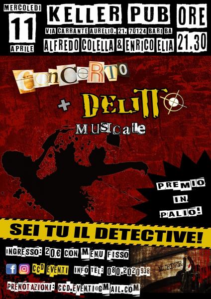 Concerto Con Delitto - L'11 aprile al Keller Pub (Bari) il gioco musicale noir