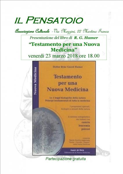 Presentazione del libro “Testamento per una Nuova Medicina” di  R. G. Hamer