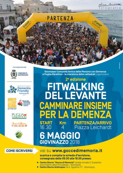 Sport e solidarietà per la seconda edizione della Fitwalking del Levante . Il 6 maggio la Maratona Solidale vicina al mondo della demenza