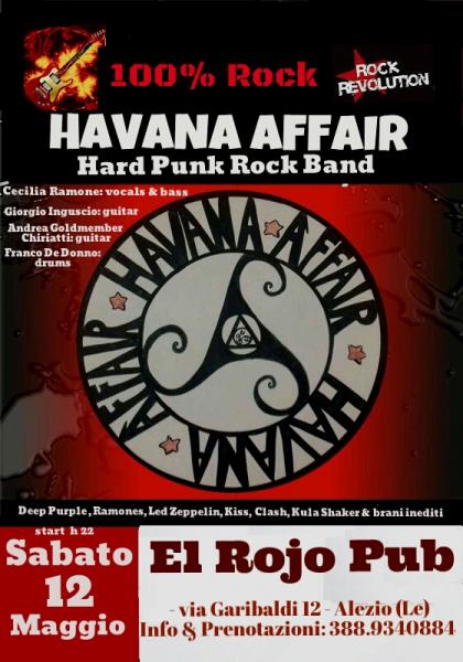 Live HAVANA AFFAIR Rock Band sabato 12 maggio al Rojo di Alezio (Le)