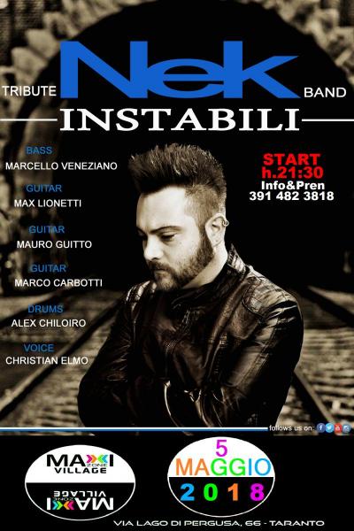 Instabili Nek Tribute Band in Concerto Unici live 2018