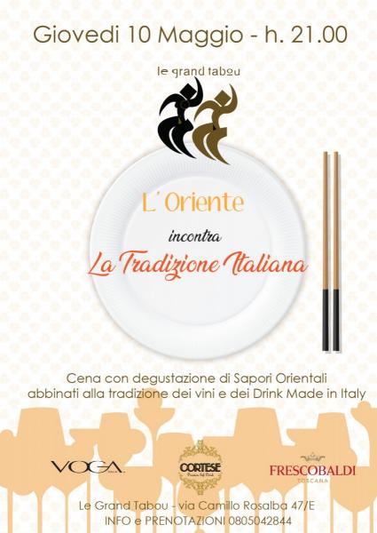 L'Oriente incontra la tradizione Italiana a Le Grand Tabou