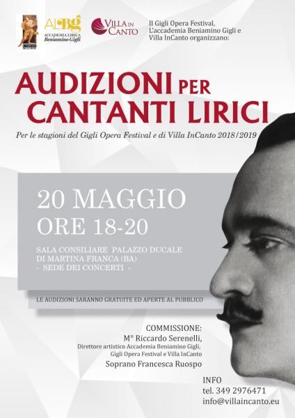 Audizioni per cantanti lirici