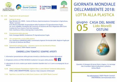 Giornata Mondiale Dell’ambiente 2018:  Lotta alla Plastica   - Casa del Mare di Lido Morelli, Ostuni