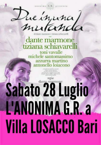 Nino Losito comunica che ritornano dopo lo spettacolo annullato per il mal tempo l'ANONIMA G.R. a Villa Losacco!