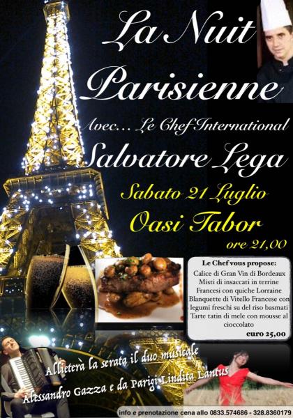 “La Nuit Parisienne” all’Oasi Tabor con il concerto di Lindita Lantus e Alessandro Gazza e il menù dello chef internazionale Salvatore Lega