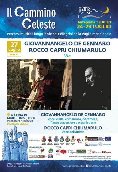 Giovannangelo De Gennaro e Rocco Capri Chiumarulo protagonisti del Festival "Il Cammino Celeste” con il disco “Via”