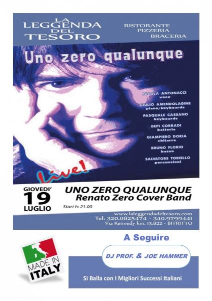 "UNO ZERO QUALUNQUE" Renato Zero Tribute Band