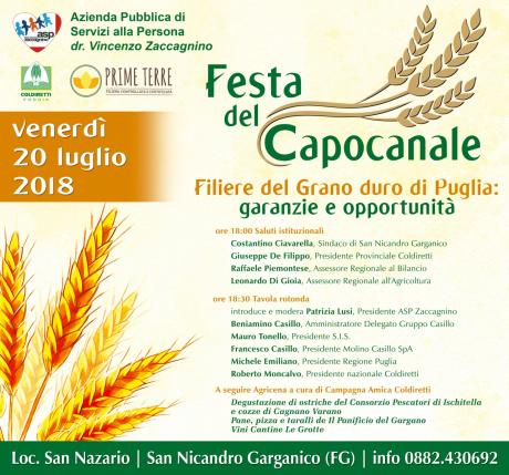 ALL'ASP 'DR. VINCENZO ZACCAGNINO' DI SAN NICANDRO GARGANICO LA 'FESTA DEL CAPOCANALE 2018'