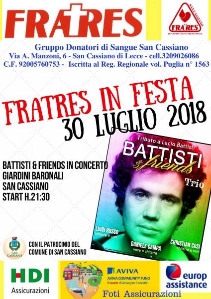 Battisti & Friends Trio-30 luglio @Fratres in Festa San Cassiano