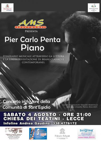 Pier Carlo Penta in concerto a Lecce. Serata di raccolta fondi per la Comunità di Sant’Egidio