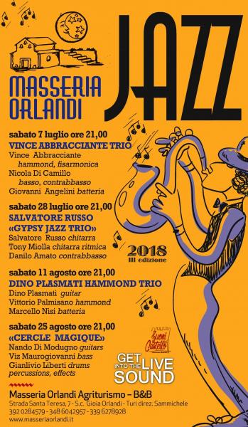 "Dino Plasmati Hammond Trio " in concerto  a Masseria Orlandi in Jazz 2018 III edizione