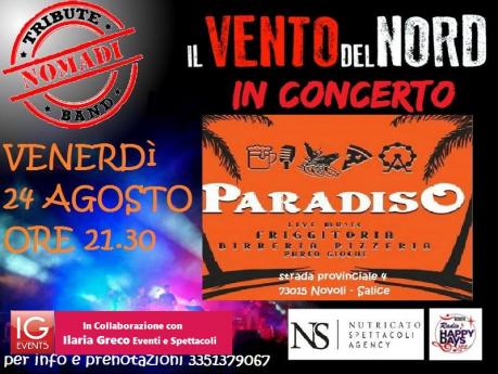"Il Vento Del Nord" tribute ufficiale dei Nomadi in concerto al Paradiso Ristorante Pizzeria di Novoli.