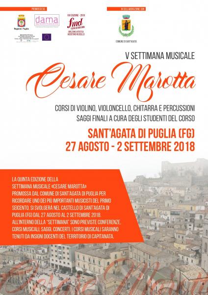 A Sant'Agata di Puglia la v Settimana Musicale dedicata a Cesare Marotta
