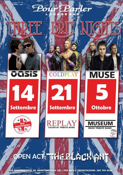 Three Brit Nights - Oasis, Coldplay e Muse Tribute band