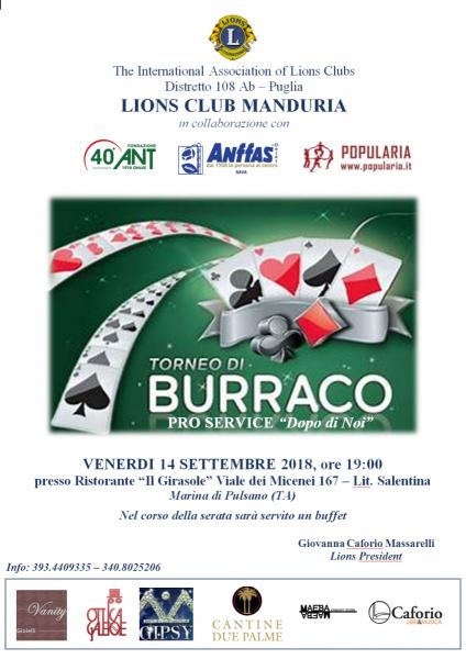 Torneo di Burraco pro service "Dopo di noi"