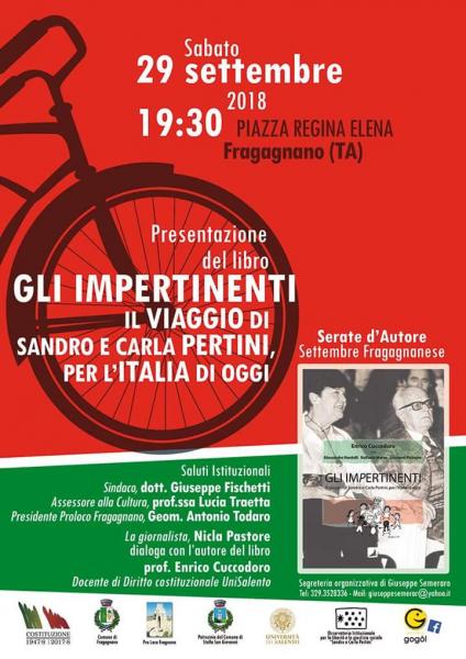 Presentazione del libro:"Gli impertinenti.Il viaggio di Sandro e Carla Pertini, per l'Italia di oggi."