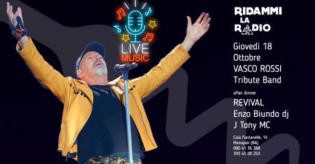 Giovedì 18 Ottobre riapertura Vinarius||Live i "Ridammi la radio" tributo band Vasco & Dj set Revival