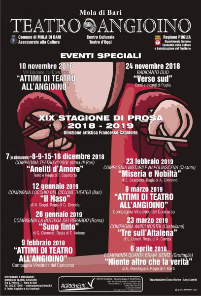 XIX Stagione di Prosa 2018/19, Teatro Angioino in Mola di Bari