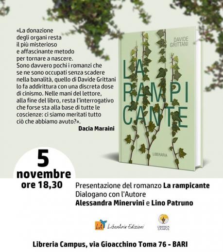 Presentazione de 'LA RAMPICANTE' il nuovo romanzo di Davide Grittani