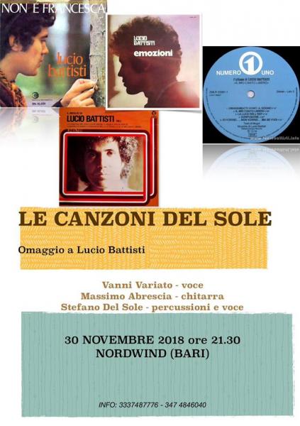 Le Canzoni Del Sole - Omaggio a Lucio Battisti al Nordwind discopub di Bari
