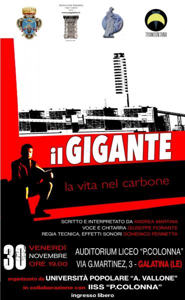 "Il Gigante, la vita nel carbone" | Galatina, Liceo "P. Colonna" (spettacolo teatrale)