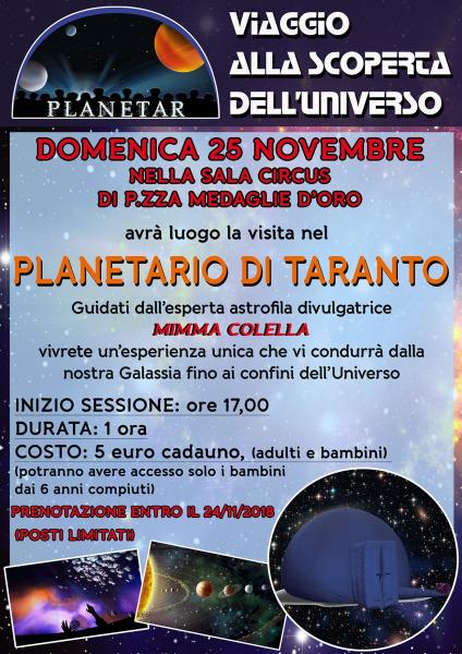 Domenica 25 novembre visita al Planetario di Taranto