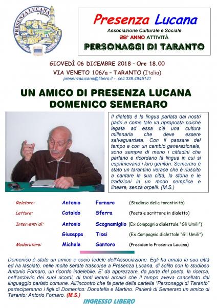 Un amico di Presenza Lucana: Domenico Semeraro
