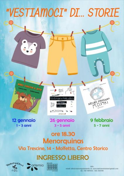 “Vestiamoci di Storie” Dal 12 gennaio i laboratori gratuiti per mamme e bambini  nel centro storico di Molfetta