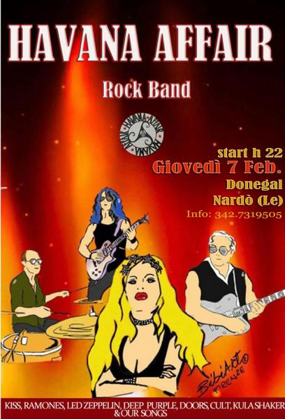 Havana Affair Rock Band in concerto giovedi' 7 febbraio al Donegal di Nardo' (Le)